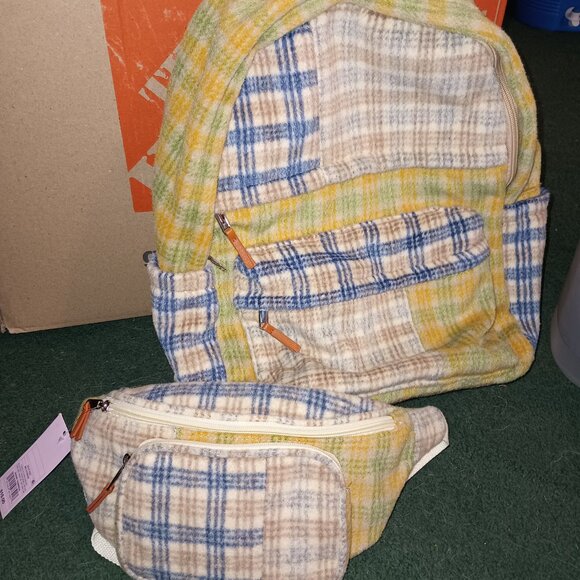 wild fable Bags New Wild Fable Plaid Patchwork Fleece Backpack